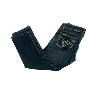 ZCO dark blue capri jeans, with bejewelled pockets